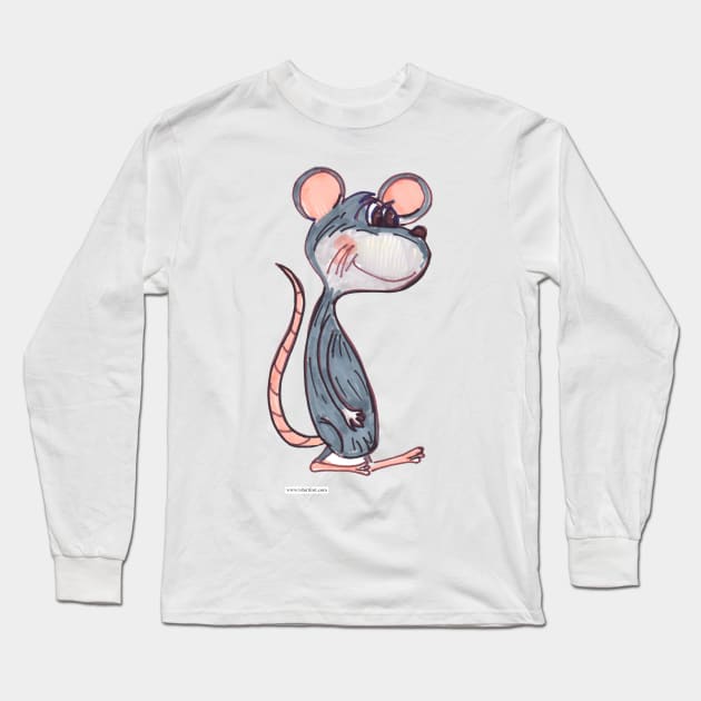 Cartoon Mouse Cute Rodent Friend Marker Art Long Sleeve T-Shirt by Tshirtfort